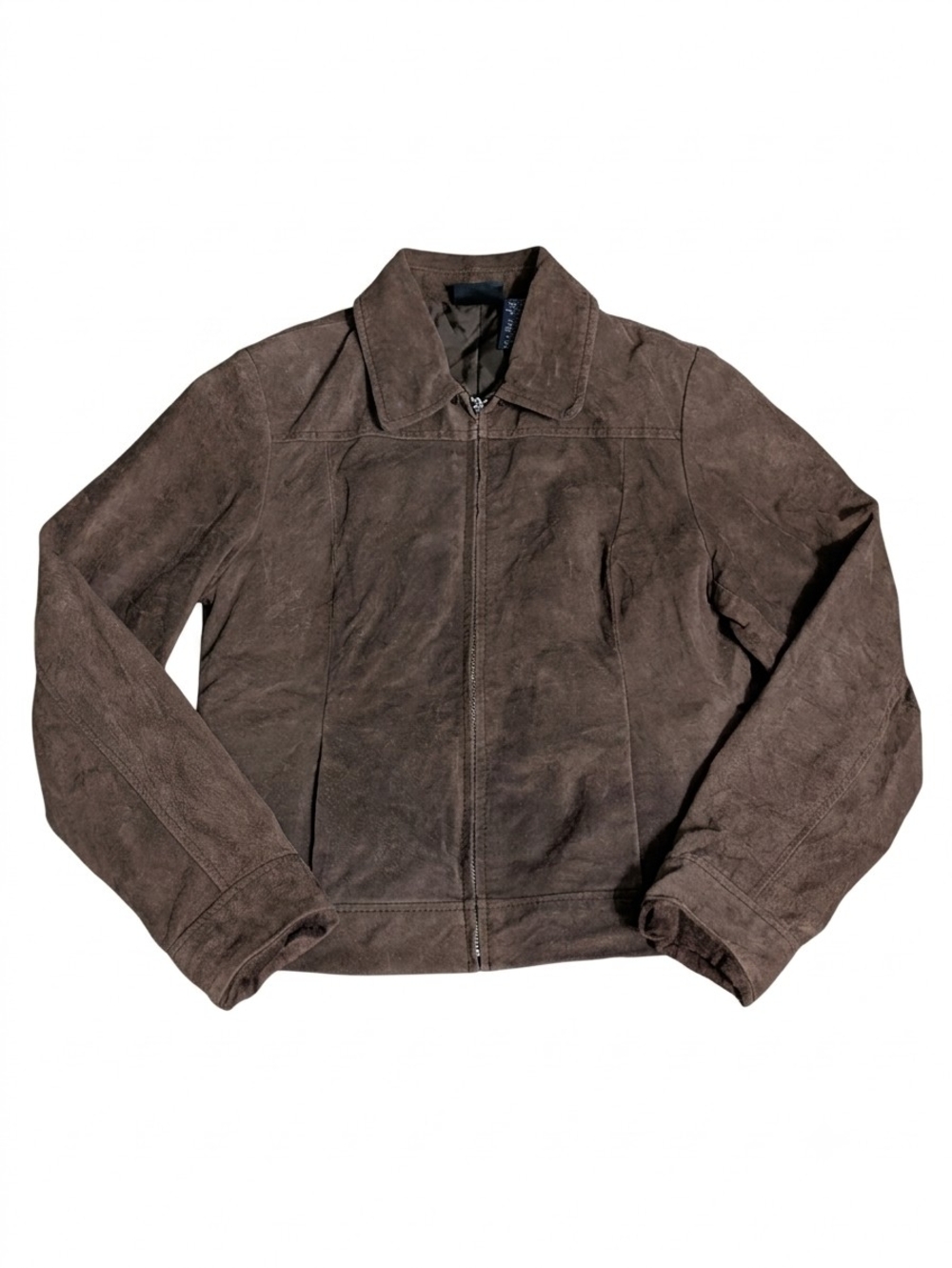Vintage Sonoma Brown Suede Leather Jacket Petite Small PS Full Zip 90s Y2K Boho